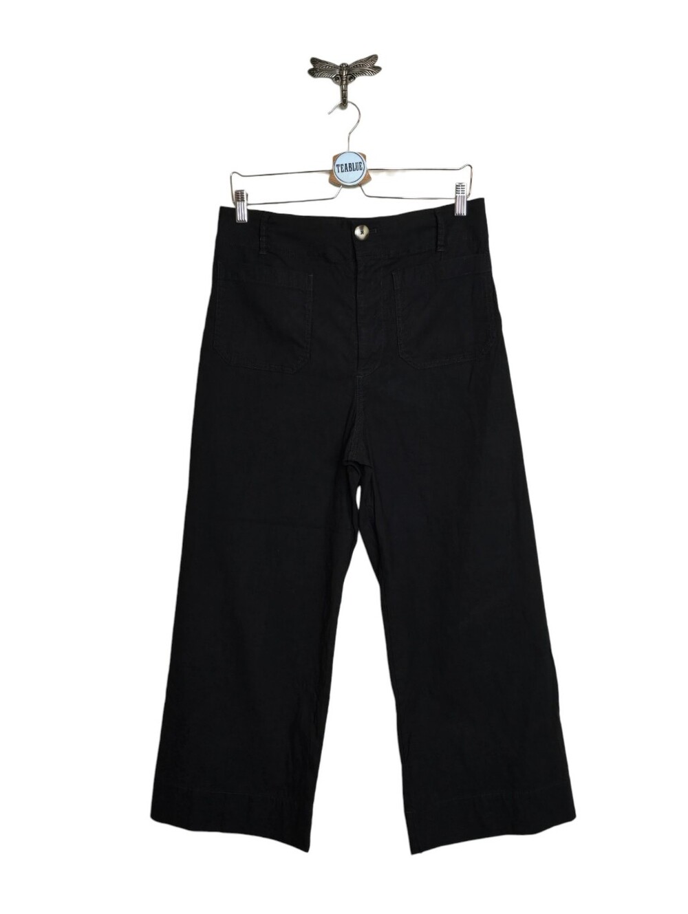 Maeve The Colette Pants Black Wide Leg Cropped High Rise Size 31 Magic Fabric - Picture 2 of 13